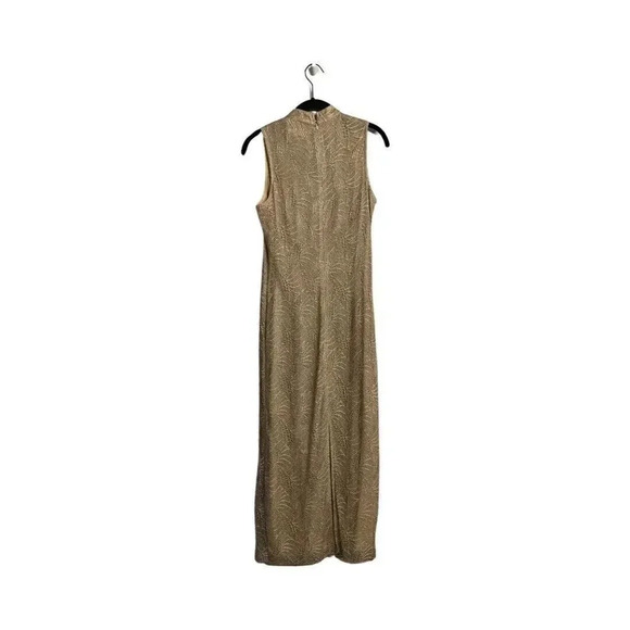 Vintage Cartise Gold Metallic Maxi Dress Woman’s Size 8 - Picture 1 of 6